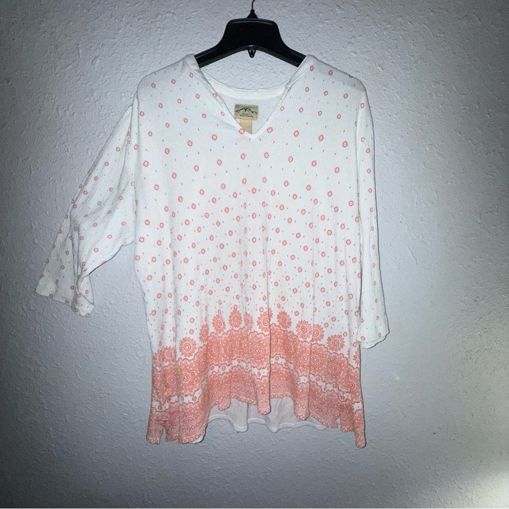 Chic White and Pink Patterned Women's Tunic
